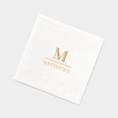 Monogram Huwelijk Elegant Minimalistisch Chic Gold Folie Servetten (Links)