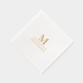 Monogram Huwelijk Elegant Minimalistisch Chic Gold Folie Servetten (Rechts)