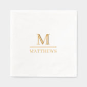 Monogram Huwelijk Elegant Minimalistisch Chic Gold Folie Servetten (Voorkant)