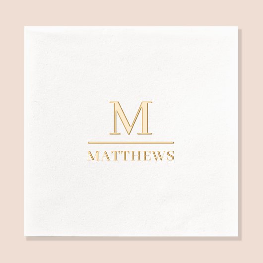 Monogram Huwelijk Elegant Minimalistisch Chic Gold Folie Servetten