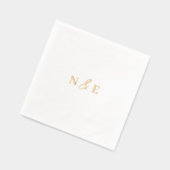Monogram Huwelijk Elegant Modern Minimaal Goud Folie Servetten (Links)
