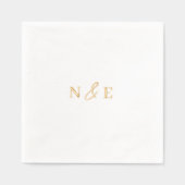 Monogram Huwelijk Elegant Modern Minimaal Goud Folie Servetten (Voorkant)