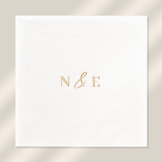 Monogram Huwelijk Elegant Modern Minimaal Goud Folie Servetten