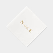 Monogram Huwelijk Elegant Modern Script Gold Folie Servetten (Rechts)