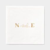 Monogram Huwelijk Elegant Modern Script Gold Folie Servetten (Voorkant)