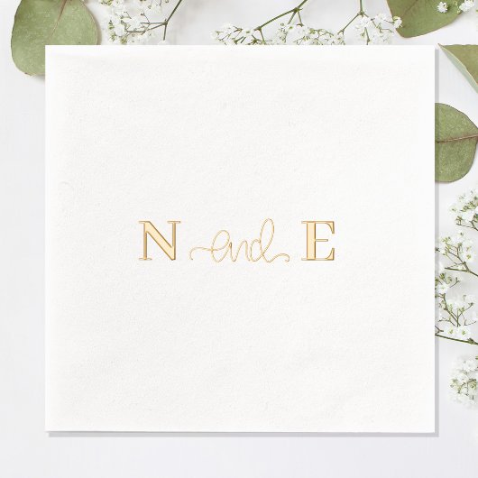 Monogram Huwelijk Elegant Modern Script Gold Folie Servetten