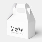 Monogram Huwelijk Modern Trouwen Zwart & Wit Bedankdoosjes (Achterkant)