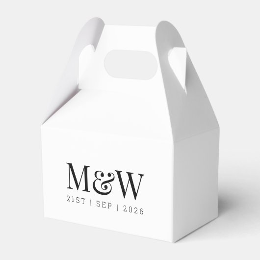 Monogram Huwelijk Modern Trouwen Zwart & Wit Bedankdoosjes (Voorkant Zijde)