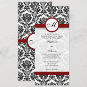 Monogram huwelijk tussen zwart en Bourgogne Kaart (Voorkant / Achterkant)