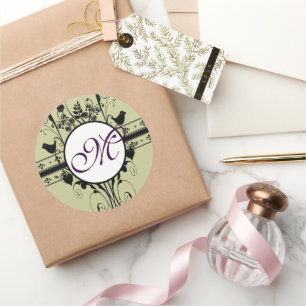 Monogram Huwelijk Vintage Randen Ronde Sticker