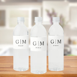 Monogram Huwelijk Water Fles Labels Huwelijk Waterfles Etiket