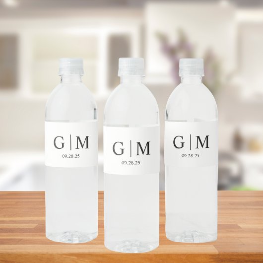 Monogram Huwelijk Water Fles Labels Huwelijk Waterfles Etiket