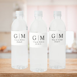 Monogram Huwelijk Water Fles Labels Huwelijk Waterfles Etiket
