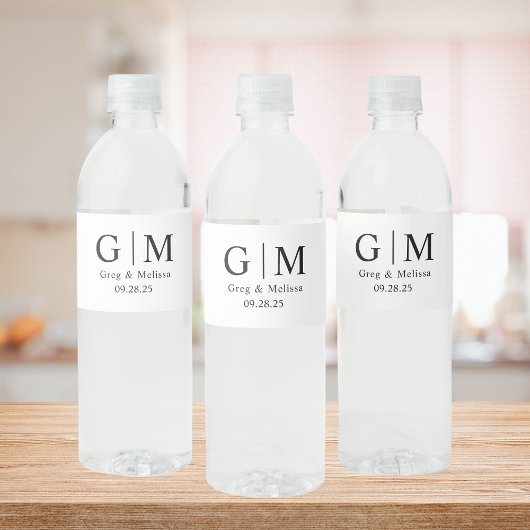 Monogram Huwelijk Water Fles Labels Huwelijk Waterfles Etiket
