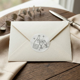 Monogram Huwelijk Whimsical Doodles Grijs en Wit Ronde Sticker