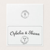 Monogram Huwelijks Tafelkaartje Zwart Wit Kaart (Buitenkant ongevouwen)