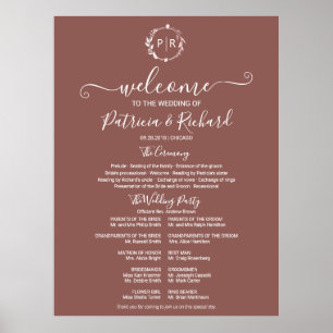 Monogram Huwelijksceremonie Programma Bord Poster