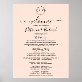 Monogram Huwelijksceremonie Programma Bord Schuimb Poster
