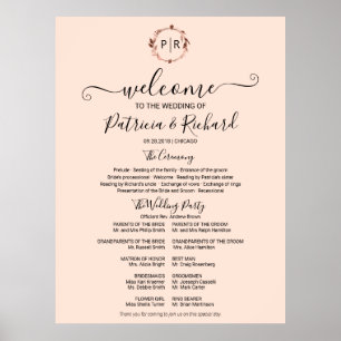Monogram Huwelijksceremonie Programma Bord Schuimb Poster