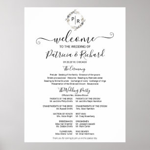 Monogram Huwelijksceremonie Programma Bord Schuimb Poster