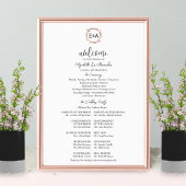 Monogram huwelijksceremonie programmateken poster