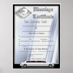 Monogram huwelijkscertificaat poster