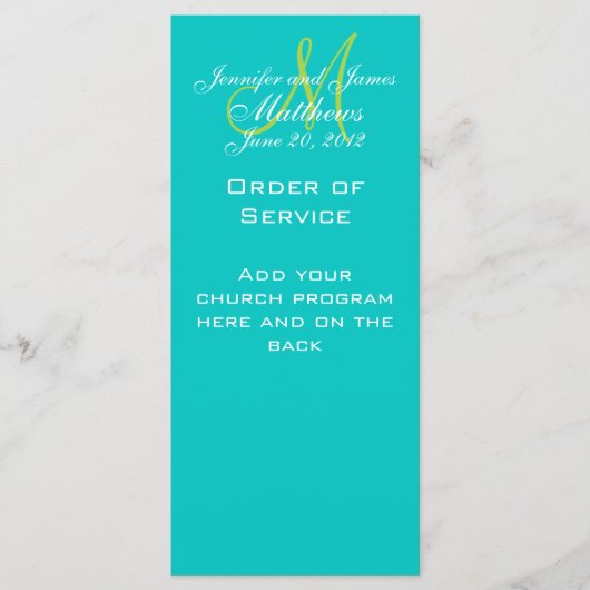 Monogram Huwelijksdienst Kerkprogramma's Programmakaart (Voorkant)