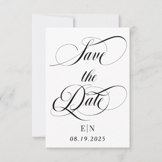 Monogram Huwelijksfoto Save The Date (Voorkant)