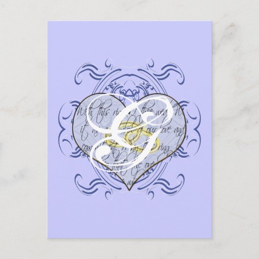 Monogram Huwelijksgelofte Hart Briefkaart (Voorkant)