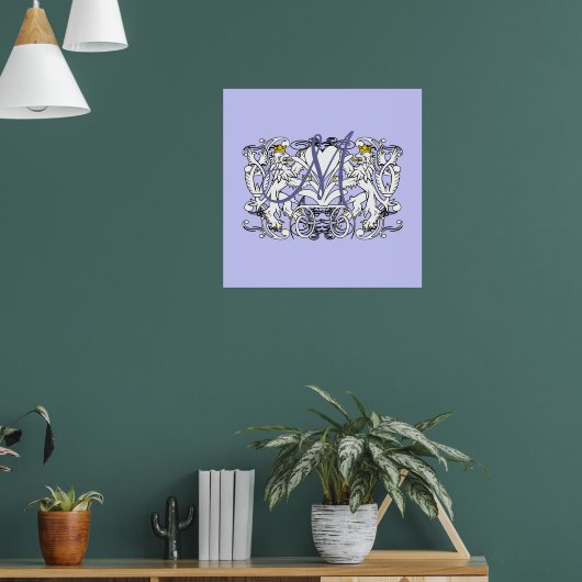 Monogram Huwelijksgelofte Hart Poster (Woonkamer 1)