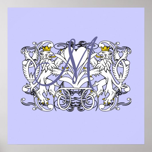Monogram Huwelijksgelofte Hart Poster (Voorkant)