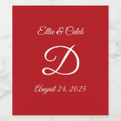 Monogram huwelijksgeschenk wijn etiket (Enkel label)