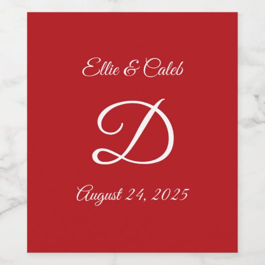 Monogram huwelijksgeschenk wijn etiket (Enkel label)