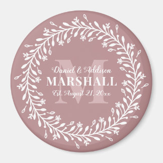 Monogram Huwelijkskoppel Roze Krans Magneet