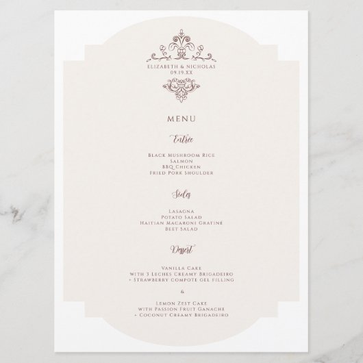 monogram | Huwelijksmenu Menu (Voorkant)