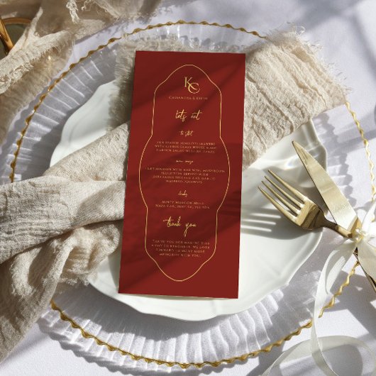 Monogram huwelijksmenu met dank menu