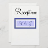 Monogram Huwelijksreceptie Periwinkle White Kaart (Voorkant / Achterkant)