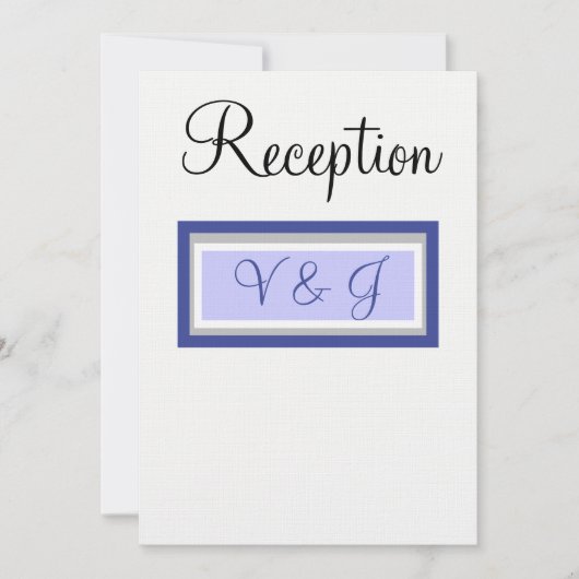 Monogram Huwelijksreceptie Periwinkle White Kaart (Voorkant)