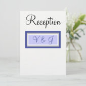 Monogram Huwelijksreceptie Periwinkle White Kaart (Staand voorkant)