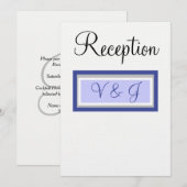 Monogram Huwelijksreceptie Periwinkle Wit Kaart (Voorkant / Achterkant)