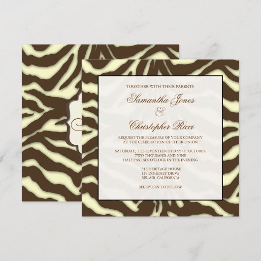 Monogram, huwelijksuitnodigingen kaart (Voorkant / Achterkant)