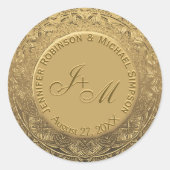  Monogram Huwelijkszegel Ronde Sticker (Voorkant)