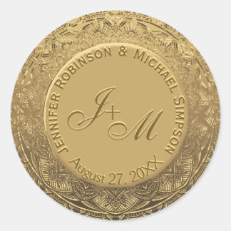 Monogram Huwelijkszegel Ronde Sticker