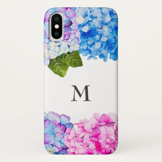 Monogram | Hydrangea Floral Waterverf Case-Mate iPhone Case (Achterkant)