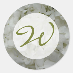 Monogram Hydrangea-Sticker Ronde Sticker