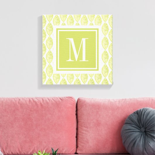 Monogram | Hygge Flowers Patroon Canvas Afdruk (Insitu (Woonkamer))