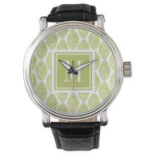 Monogram   Hygge Flowers Patroon Horloge