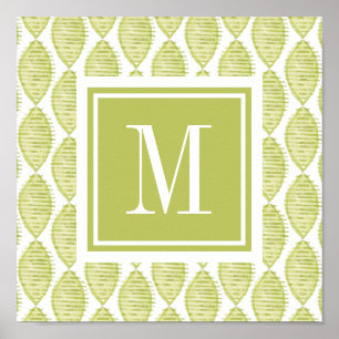Monogram   Hygge Flowers Patroon Poster