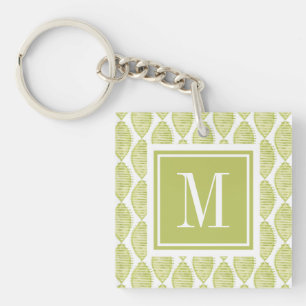 Monogram Hygge Flowers Patroon Sleutelhanger