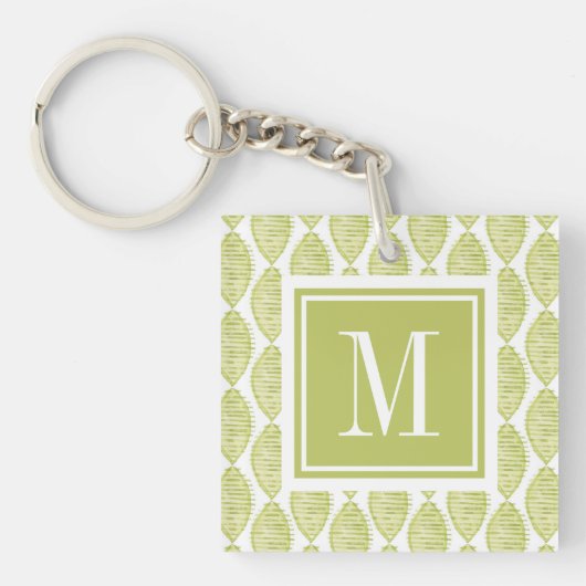 Monogram | Hygge Flowers Patroon Sleutelhanger (Voorkant)